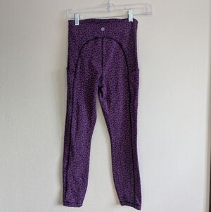 Athleta Ultimate Stash Pocket Textured 7/8 Tight Sz XS Purple Black